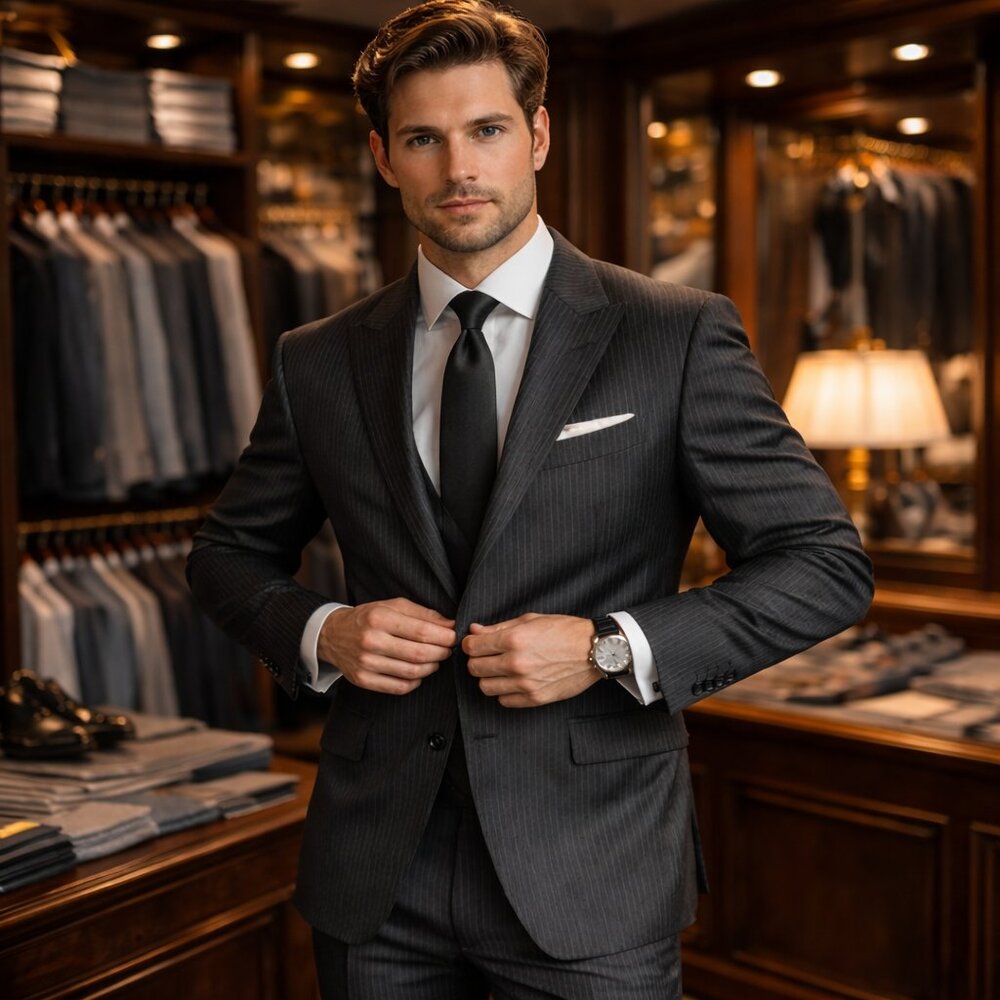 Grey and black striped Massimo Moda Collezione for men 44/112